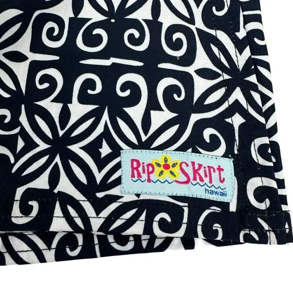 RipSkirt Hawaii Length 1 Wrap Mini Skirt Size Medium Navy Blue White Black
